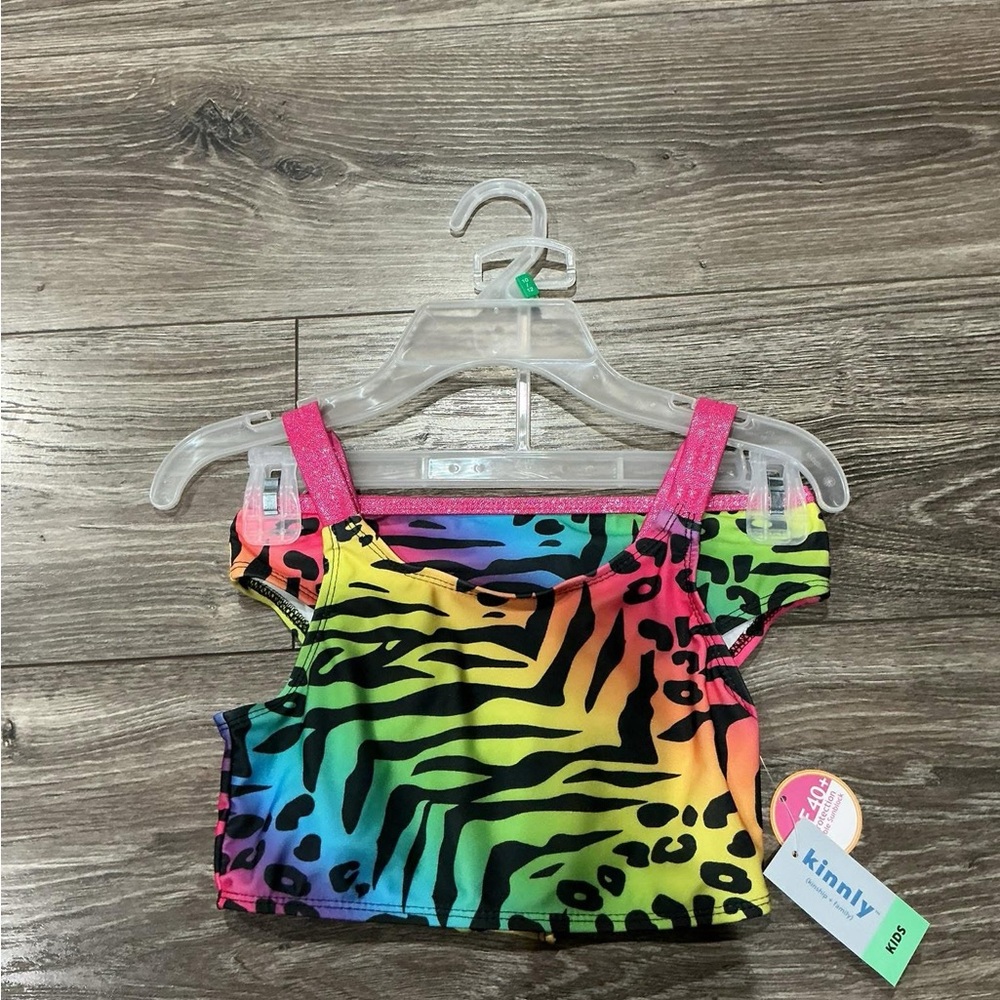 NWT Kids Rainbow Zebra Print Swimsut